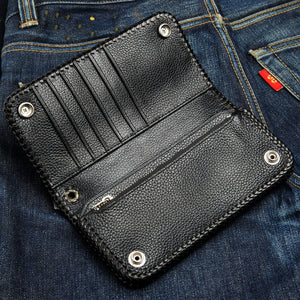 Red Cross Stingray Leather Biker Wallet, interior denim