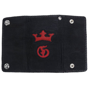 Red Crown Shark and Stingray Leather Biker Wallet, closed wallet front
