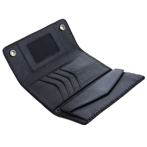 Red Crown Shark and Stingray Leather Biker Wallet, open wallet interior