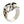 Red CZ Skull Silver Ring with Gold Accents. Inner band face angle.