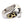 Red CZ Skull Silver Ring with Gold Accents. Number three rear angle.