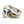 Red CZ Skull Silver Ring with Gold Accents. Question mark cross profile.