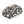 Red-Eye Skull Pile Sterling Silver Belt Buckle showing red eye accents and polished skulls at an oblique angle.