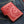 Red Floral Hand-Tooled Leather Trifold Wallet, floral wallet denim angle