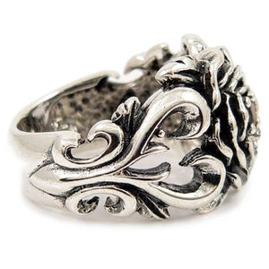 Bague rose en argent sterling et grenat rouge, poinçon à l'intérieur de l'anneau