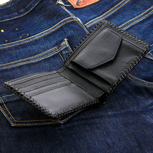 Red Stingray Cross Black Leather Bifold Wallet showing open card slots