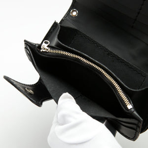 Red Stingray Phantom Skull Leather Biker Wallet, zip compartment detail
