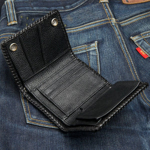 Red Stingray Cross Shark Leather Trifold Wallet, open interior