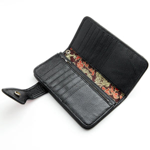 Red Stingray Skull Snap Biker Wallet showing flat card layout