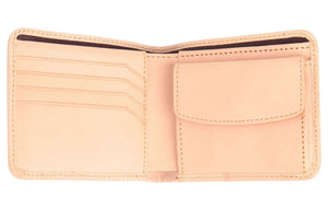 Red Stingray Coin-Pocket Bifold Wallet showing tan interior card rows opposite a covered coin pocket.
