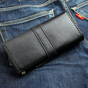 Red Tribal Komodo Leather Biker Wallet, wallet reverse view