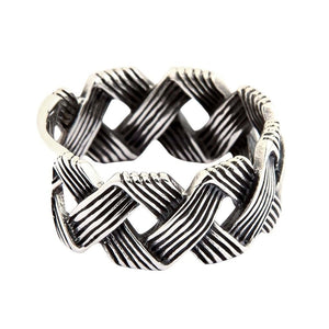 Openwork Wave Weave Sterling Silver Band Ring shown in open inner weave view.