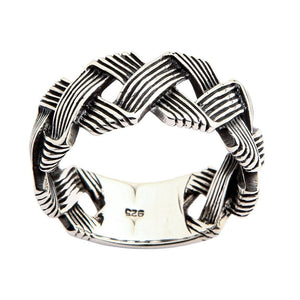 Openwork Wave Weave Sterling Silver Band Ring shown in wave weave front view.