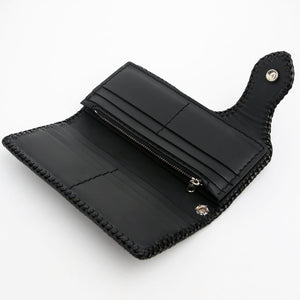 Ride to Live Skull Stingray Leather Biker Wallet, wallet open interior