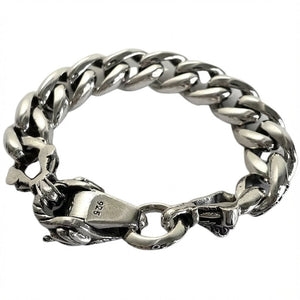 Rider Dragon Sterling Silver Link Bracelet, closed bracelet underside