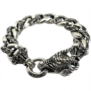 Rider Dragon Sterling Silver Link Bracelet, dragon bracelet closed