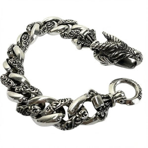 Rider Dragon Sterling Silver Link Bracelet, dragon bracelet open
