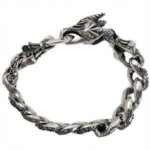 Rider Dragon Sterling Silver Link Bracelet, dragon head side