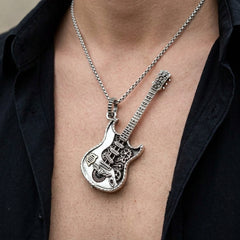 Steampunk rocker gitarrhänge i sterlingsilver