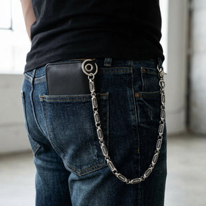 Rocker Roller Sterling Silver Wallet Chain, worn at the waist and hip