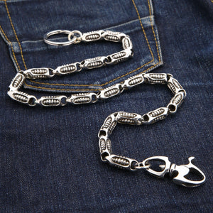 Cadena para cartera Rocker Roller de plata de ley .925, cadena para cartera sobre mezclilla izquierda