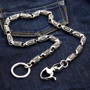 Cadena para cartera Rocker Roller de plata de ley .925, cadena para cartera sobre mezclilla derecha