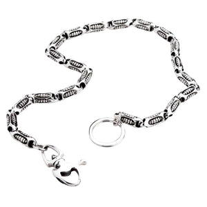 Cadena para cartera Rocker Roller de plata de ley .925, detalle recto de la cadena para cartera