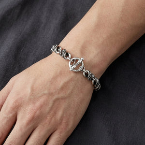 Twisted Rope Sterling Silver Toggle Bracelet, worn on an adult model