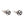 Round Star Stud Earrings in Sterling Silver. The silver star arms contrast with the dark recessed round face.