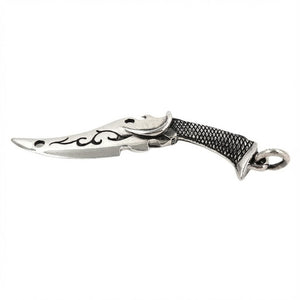 Samurai Sword Sterling Silver Pendant, blade low angle