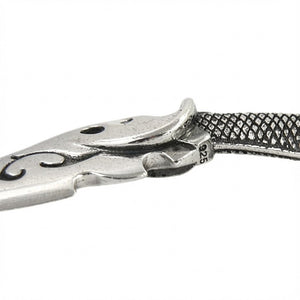 Samurai Sword Sterling Silver Pendant, grip detail