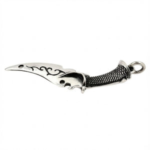 Samurai Sword Sterling Silver Pendant, opposite sword angle