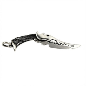 Samurai Sword Sterling Silver Pendant, sword horizontal