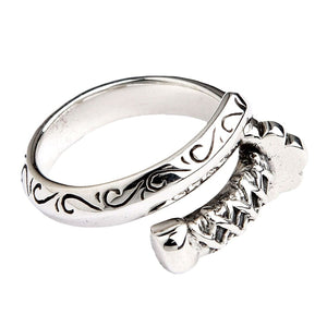 Samurai Sword Sterling Silver Open Band Ring showing open band profile