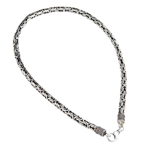7mm Byzantine Sterling Silver Statement Necklace shown in complete necklace loop view.