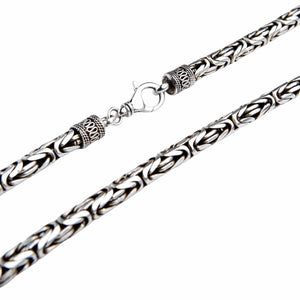 7mm Byzantine Sterling Silver Statement Necklace shown in engraved caps and clasp view.