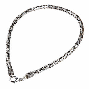 7mm Byzantine Sterling Silver Statement Necklace shown in oval link loop view.