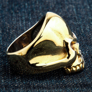 Bague demi-tête de mort en argent et laiton, côté laiton
