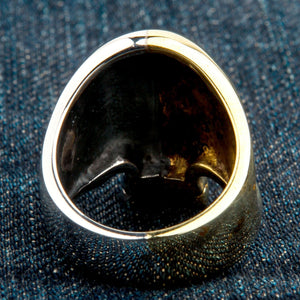Bague demi-tête de mort en argent et laiton, intérieur arrière