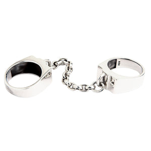 Chained Double Sterling Silver Handcuff Ring. Separated pair reverse.