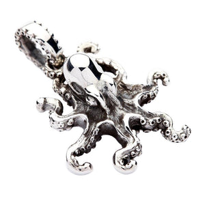 Sculpted Octopus Sterling Silver Pendant, octopus front