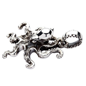 Sculpted Octopus Sterling Silver Pendant, tentacle sucker detail