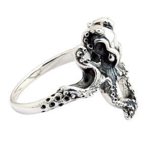 Small Octopus Sterling Silver Ring, opposite side