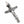 Skull Crucifix Sterling Silver Pendant with Garnet Eyes, angled skull cross