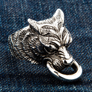 Handgjord biker-ring med tigerhuvud i sterlingsilver