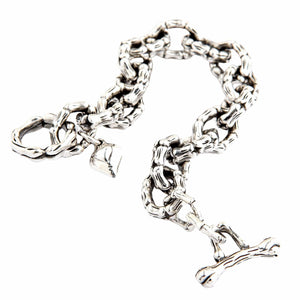 Skelettknochen-Gliederarmband aus .925 Sterlingsilber, geöffnete Ansicht
