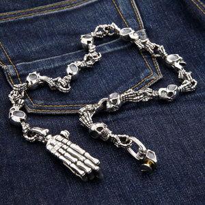 Skeleton Skull Sterling Silver Wallet Chain, alternate u denim