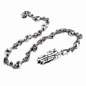 Skeleton Skull Sterling Silver Wallet Chain, full sweep white