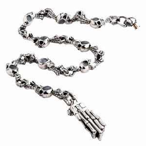 Skeleton Skull Sterling Silver Wallet Chain, s shape white