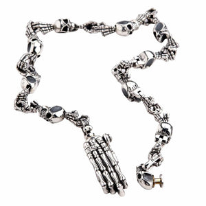 Skeleton Skull Sterling Silver Wallet Chain, vertical s white